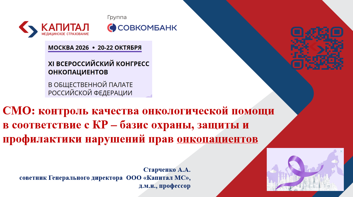 СМО: контроль качества онкологической помощи в соответствие с клиническими рекомендациями – базис охраны, защиты и профилактики нарушений прав онкопациентов